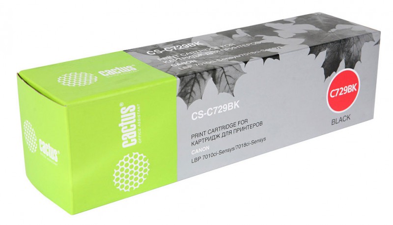 Картридж лазерный Cactus CS-C729BK черный (1200стр.) для Canon i-SENSYS LBP-7010C/ LBP-7018C