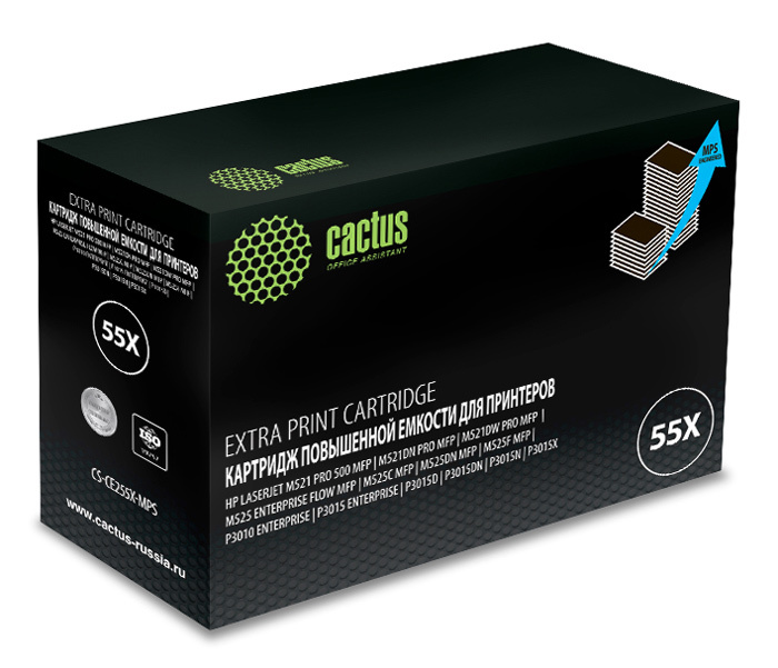 Картридж лазерный Cactus CS-CE255X-MPS черный (15000стр.) для HP LJ P3015