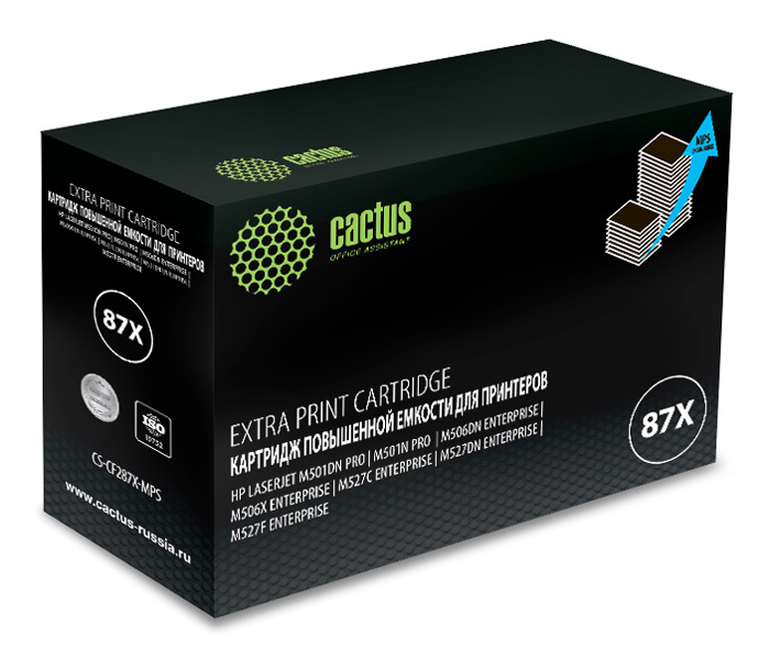 Картридж лазерный Cactus CS-CF287X-MPS черный (24000стр.) для HP LJ M506dn/M506n/M506x