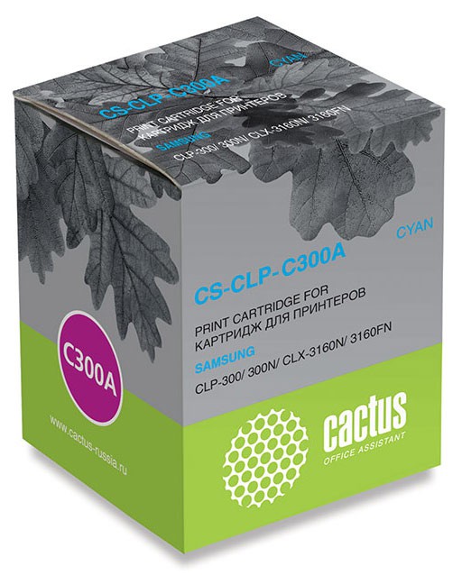 Картридж лазерный Cactus CS-CLP-C300A голубой (1000стр.) для Samsung CLP-300/300N/CLX-3160N/3160FN