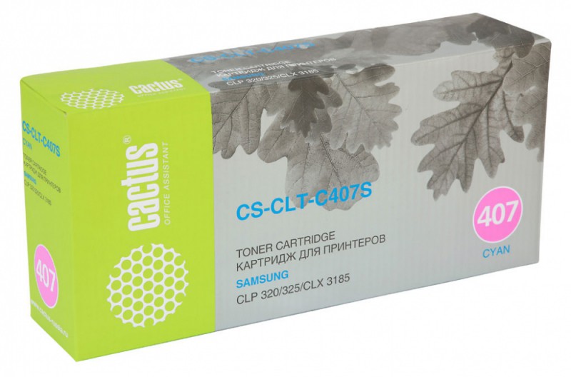 Картридж лазерный Cactus CS-CLT-C407S голубой (1000стр.) для Samsung CLP320/320n/325/CLX3185/3185n/3185fn
