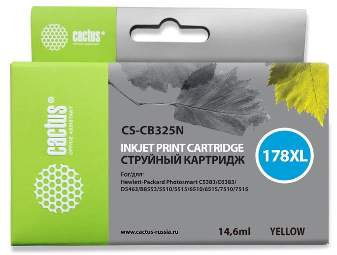 Картридж струйный Cactus CS-CB325 желтый для №178XL HP PhotoSmart B8553/C5383/C6383/D5463 (12ml)